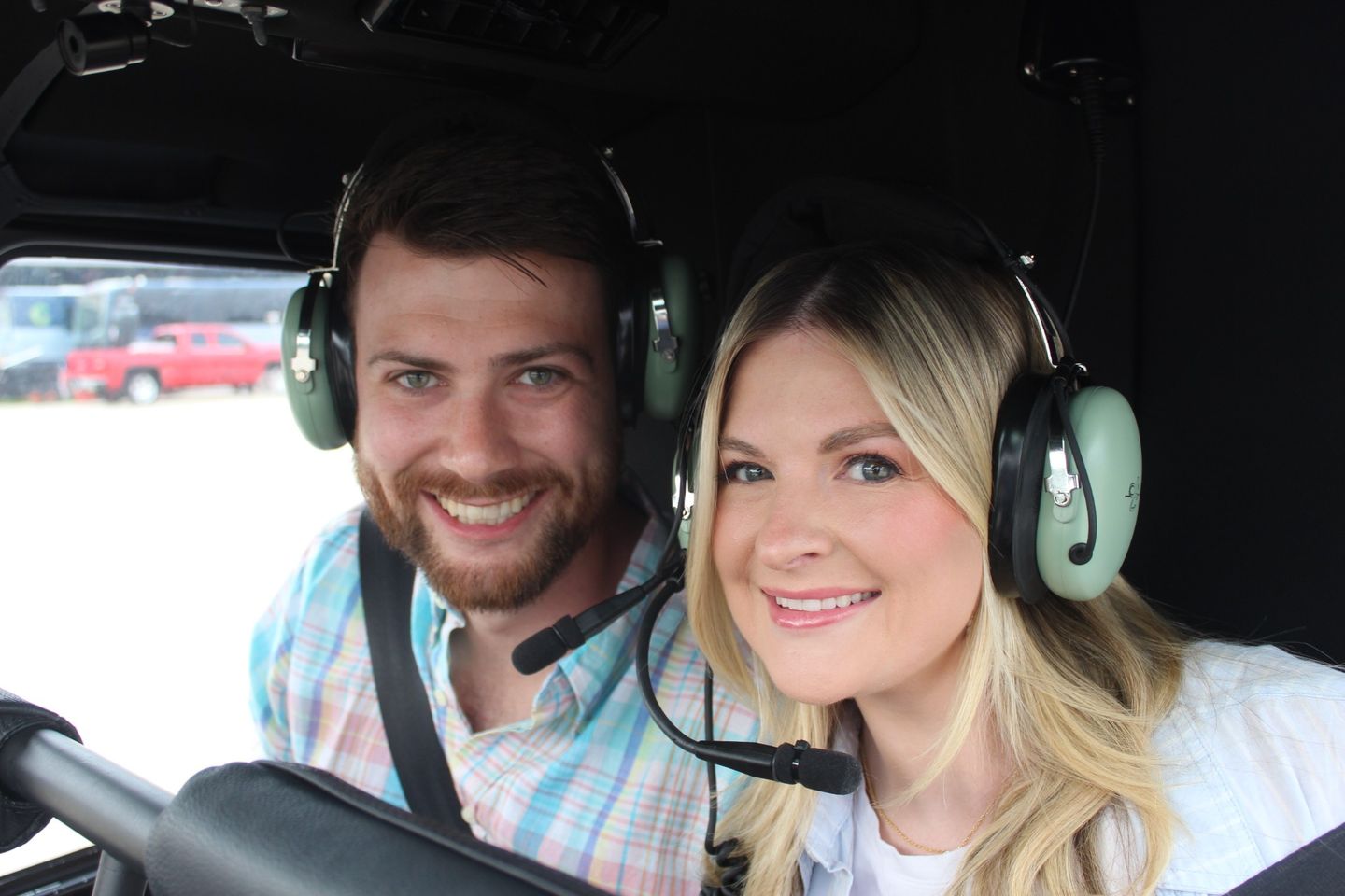 Couple in helicopter
