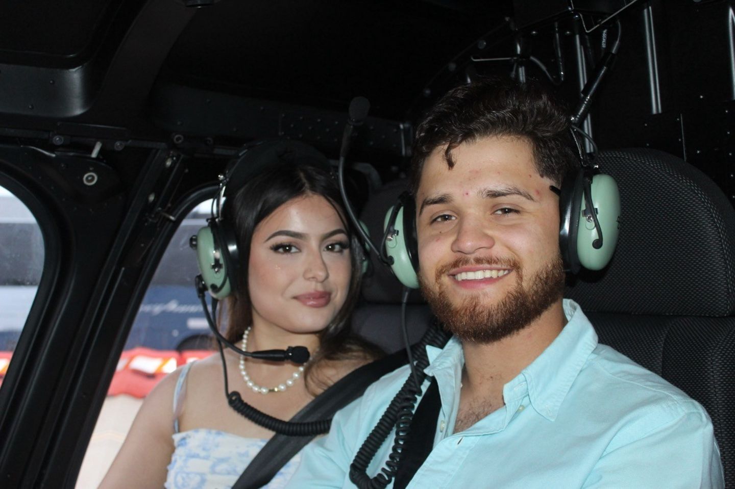 Couple in helicopter