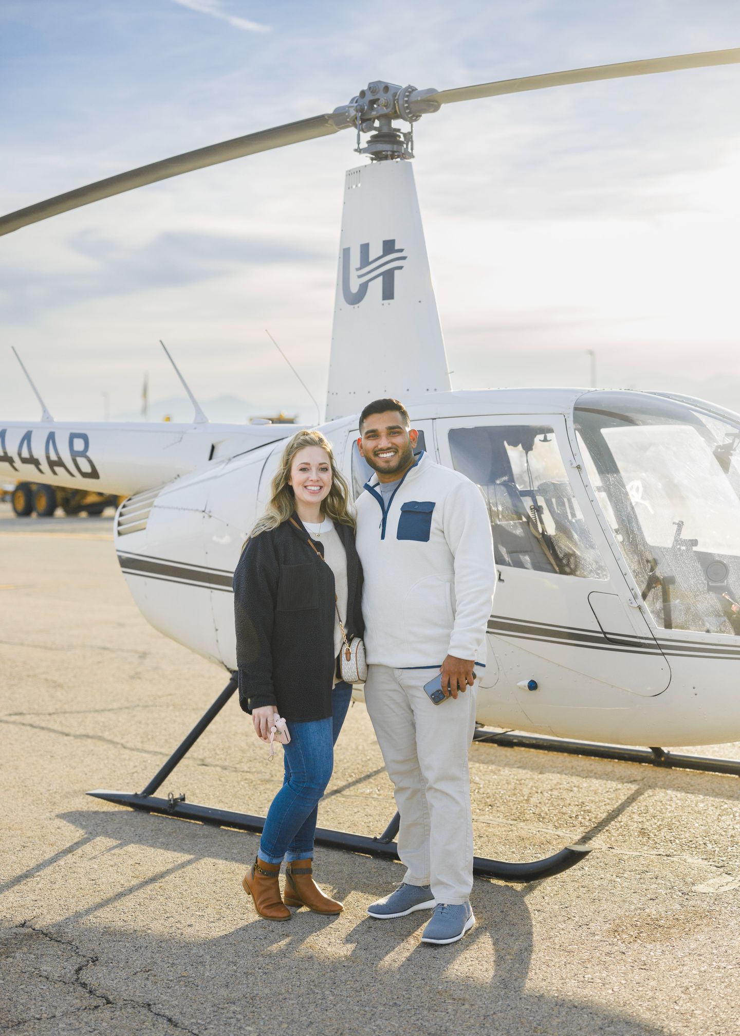 Couple with helicopter
