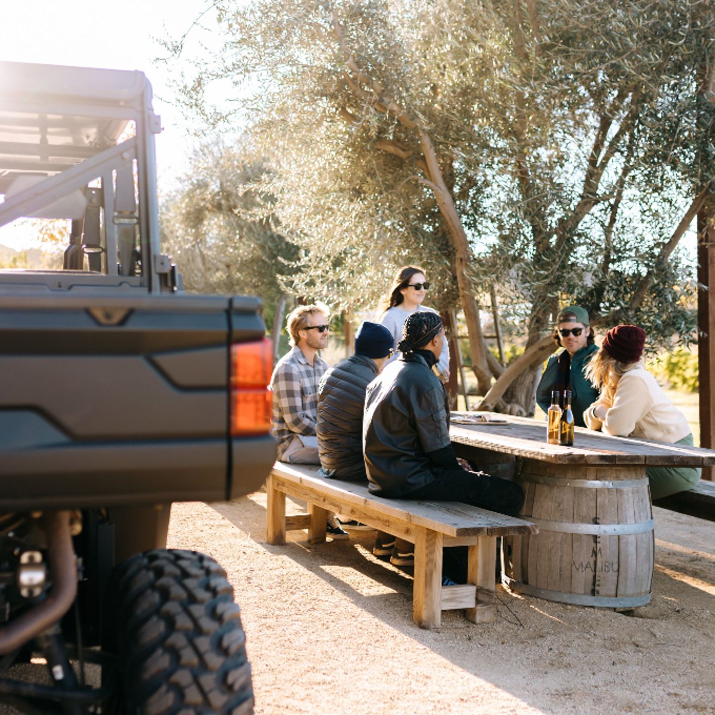 Group having drinks at table