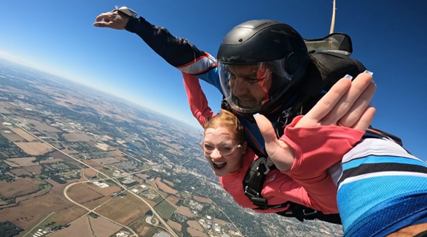 Two people skydiving