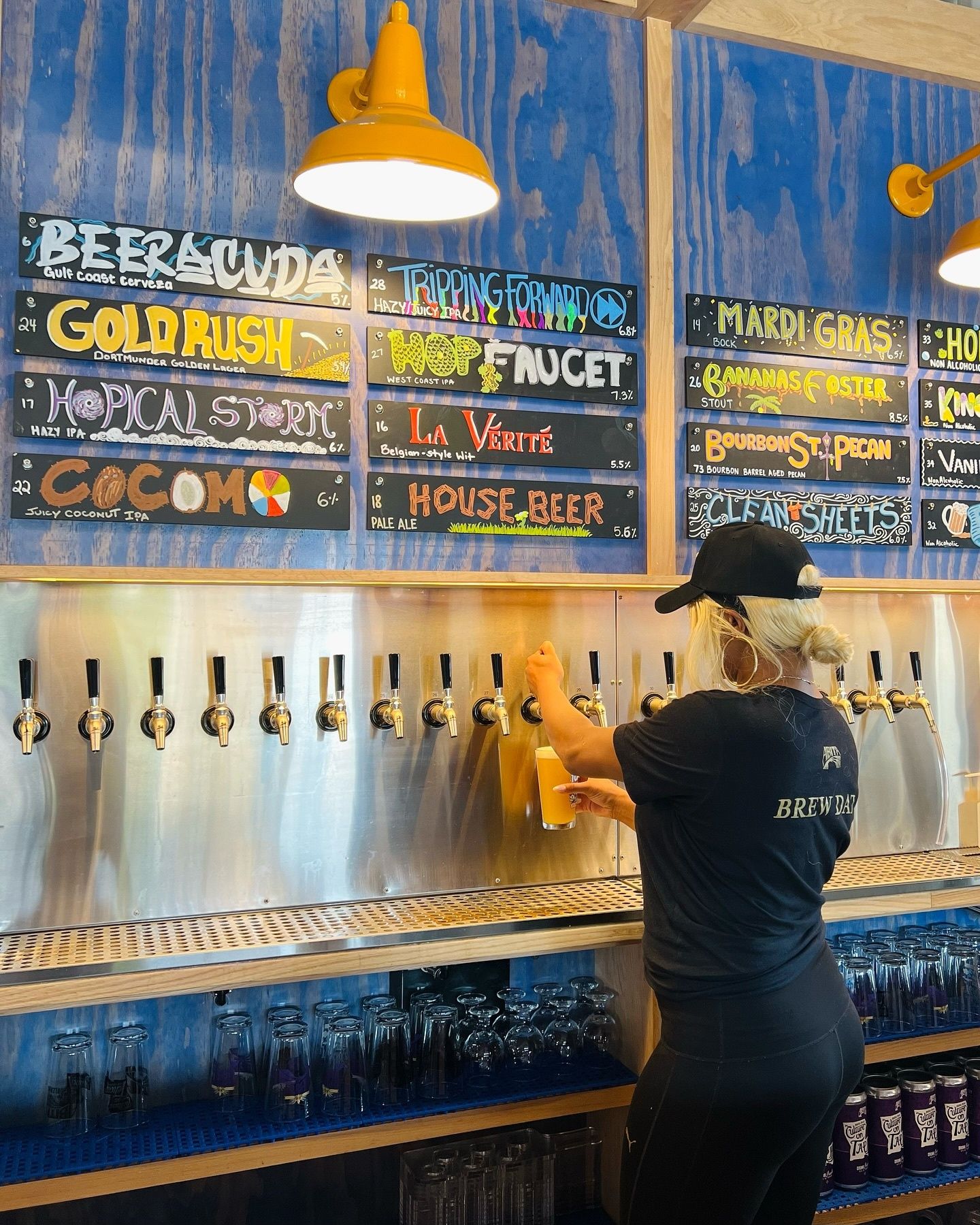 Woman serving beer