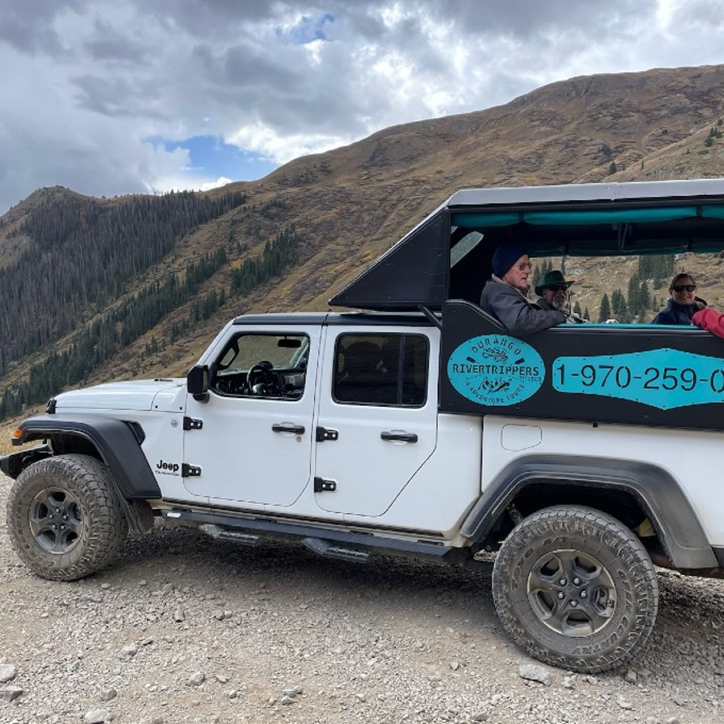 Jeep with group up close