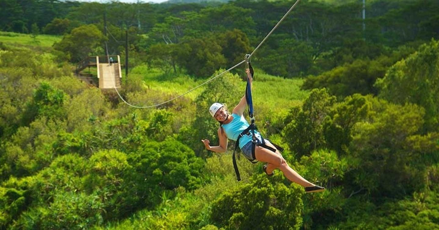 Woman on zipline