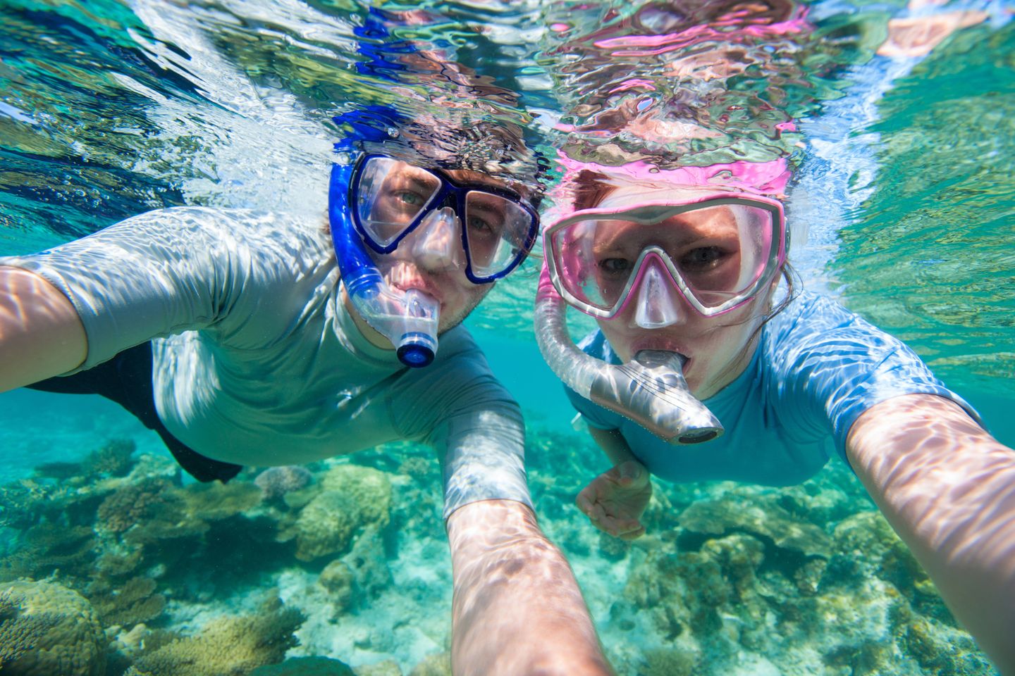Couple snorkeling