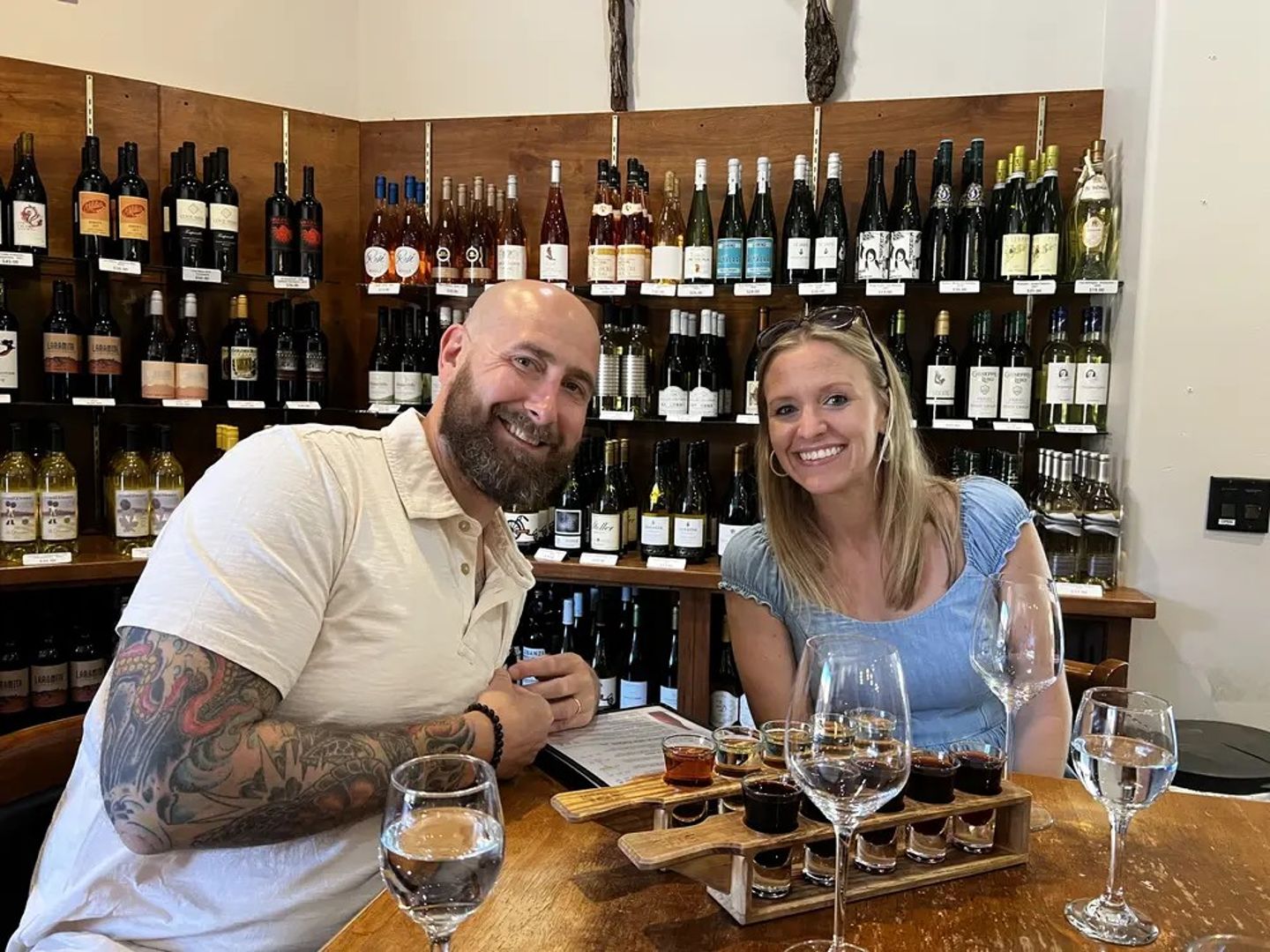 Couple tasting wine
