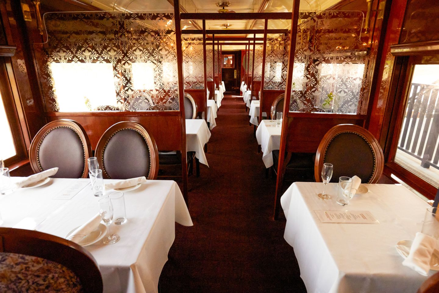Inside train dining