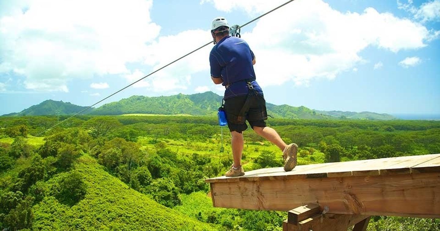 Man on zipline