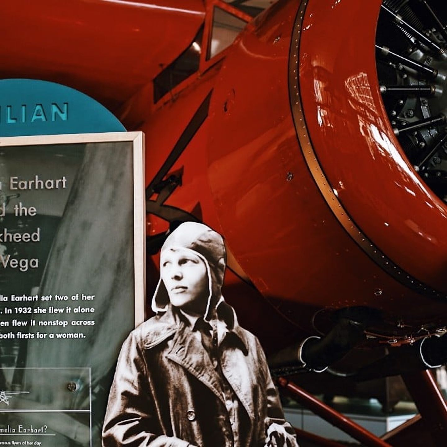 Amelia Earhart in Front of Plane