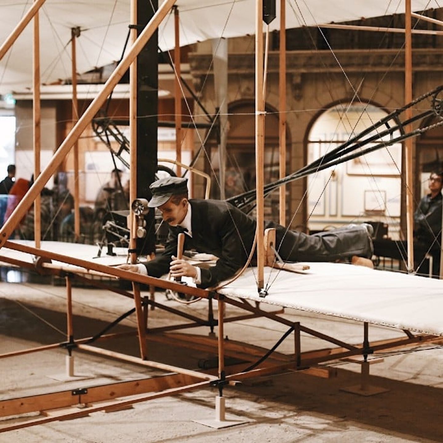 Pilot Demonstrating Plane Wings