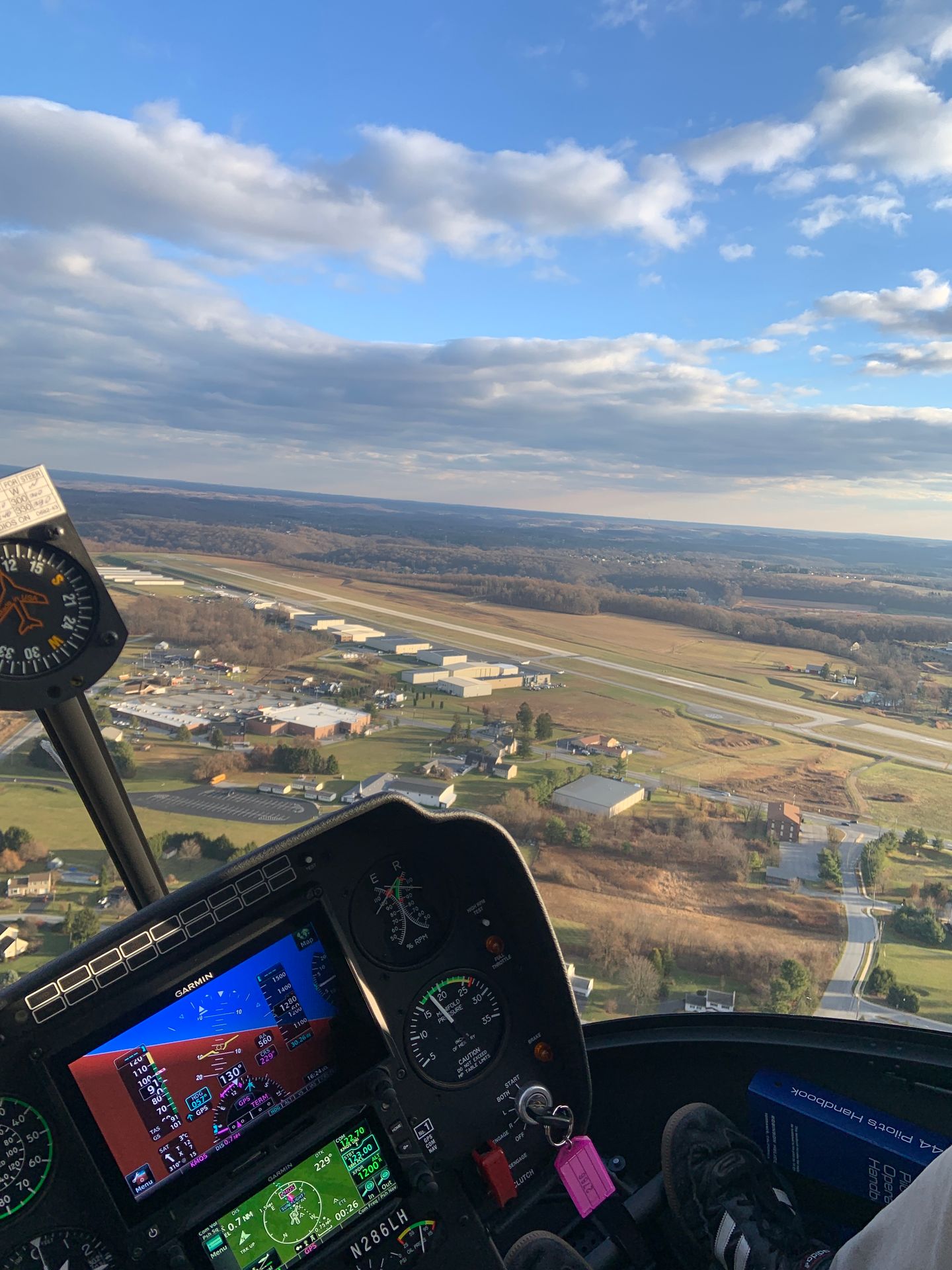Inside helicopter