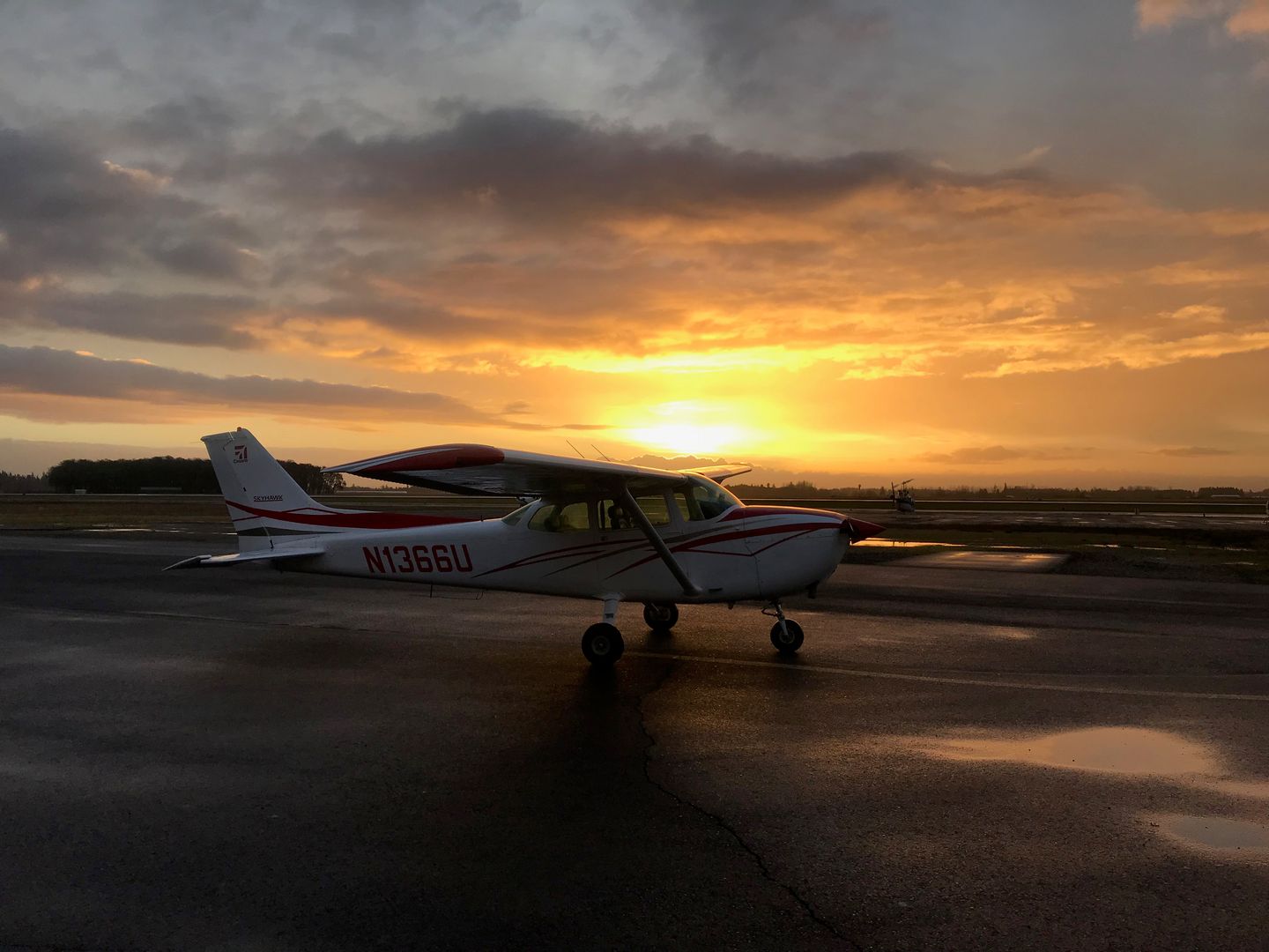 Plane at sunset