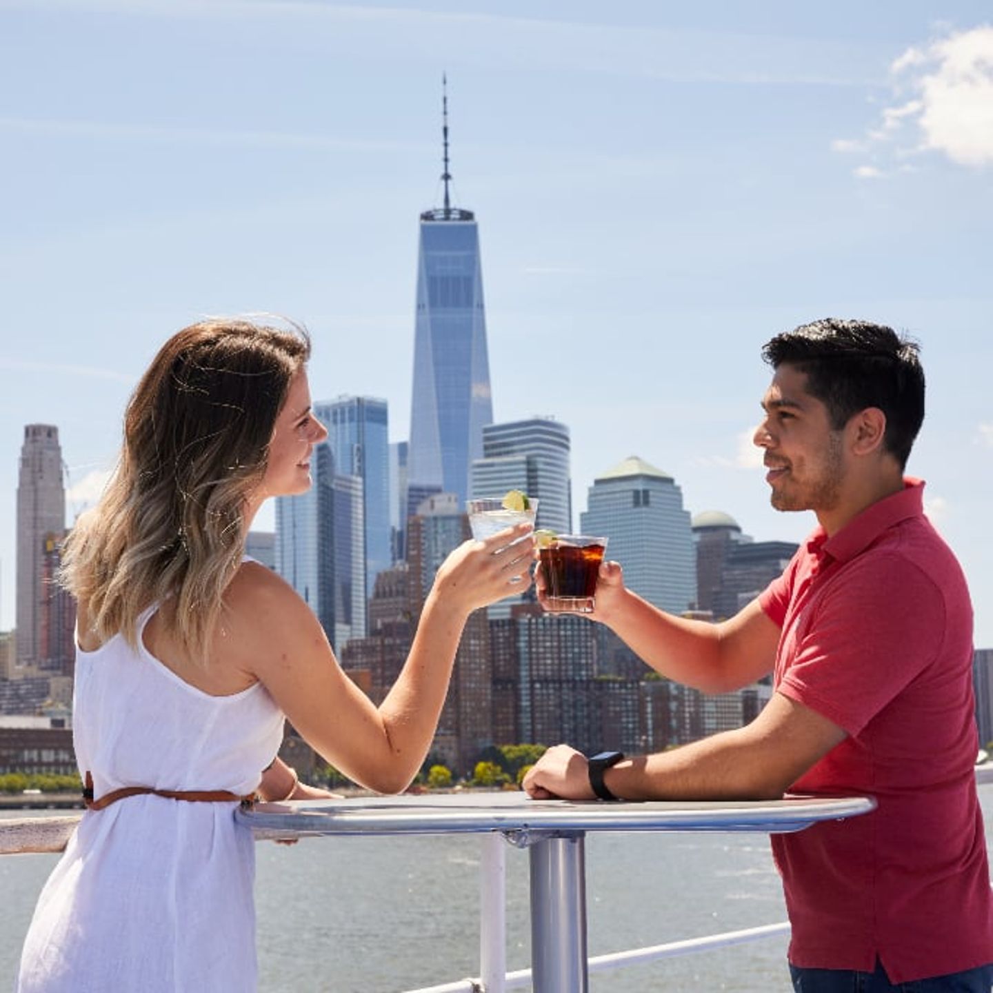 Couple toasting drinks
