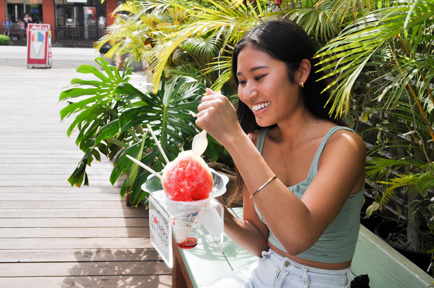 Woman with shave ice