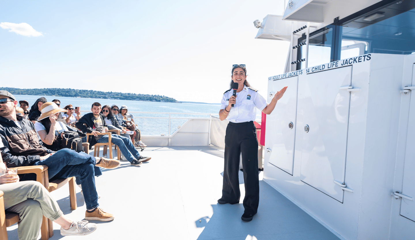 Guide on boat