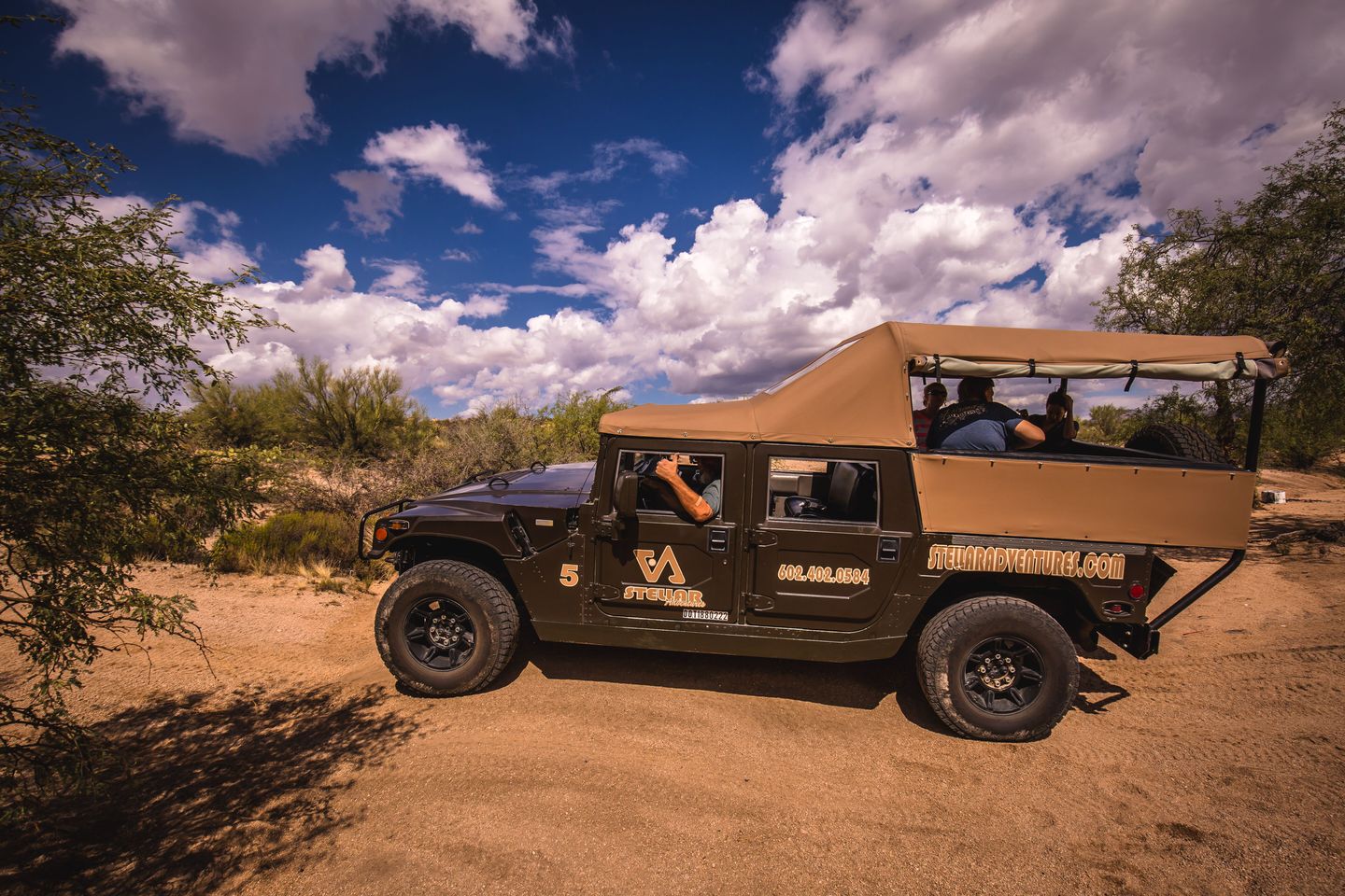 Hummer on path