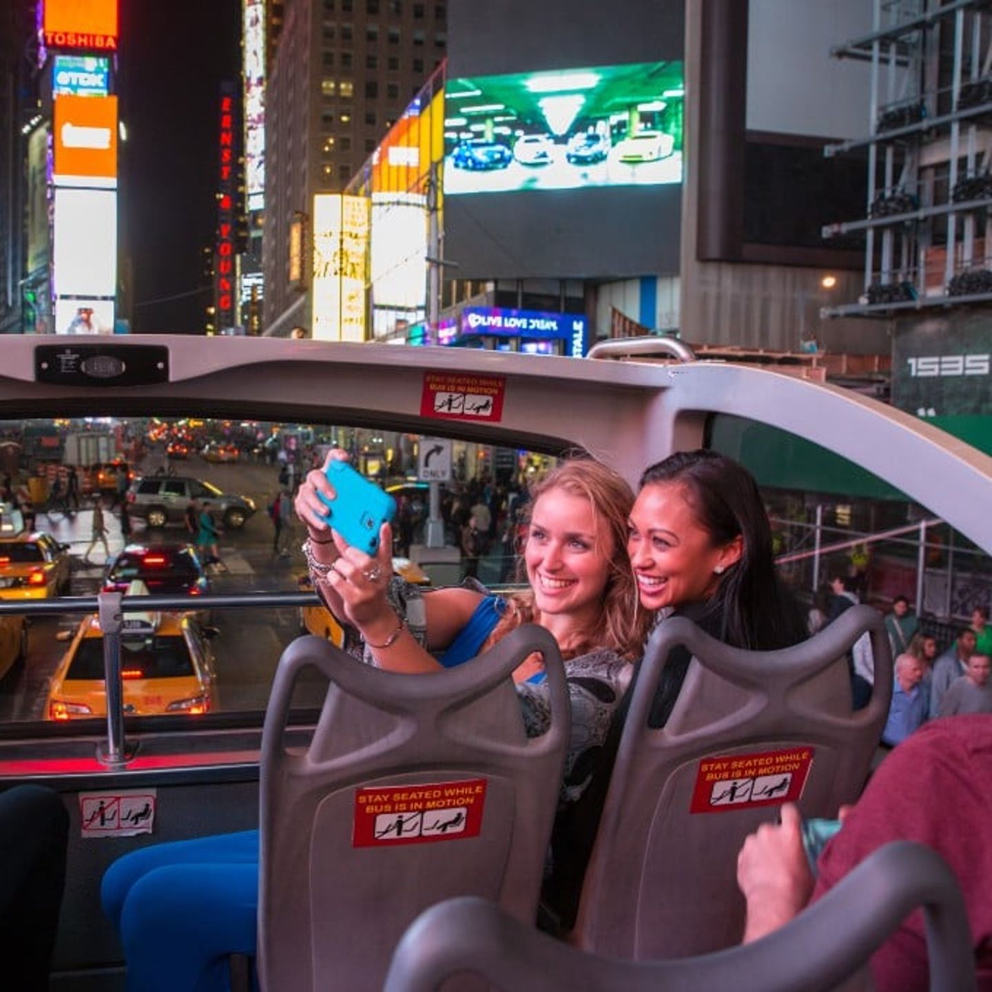 Taking picture of Time Square at night
