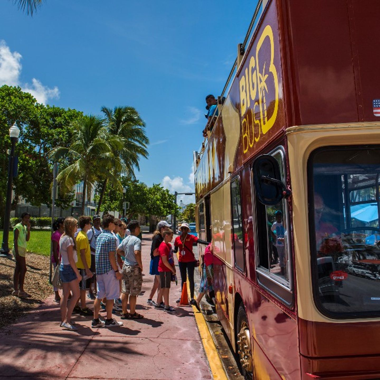 People getting on bus