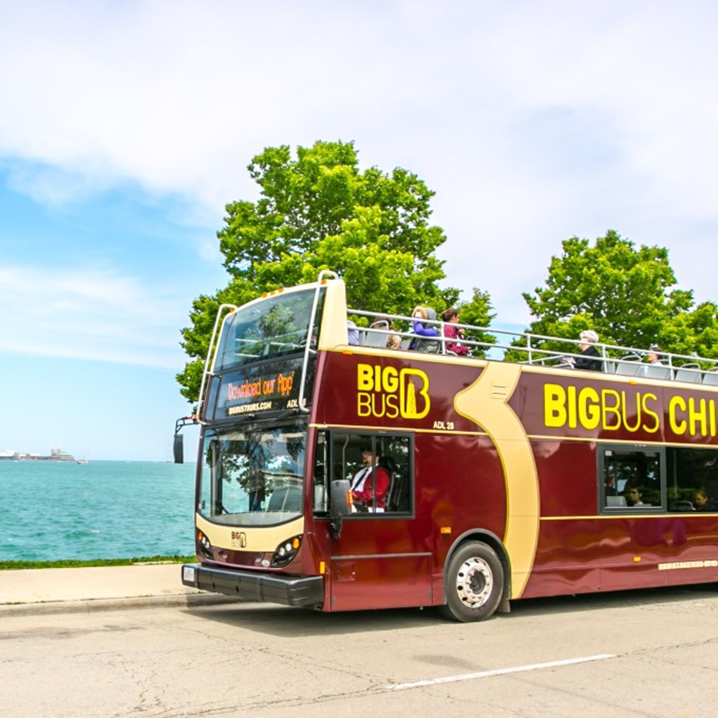 Bus near lake