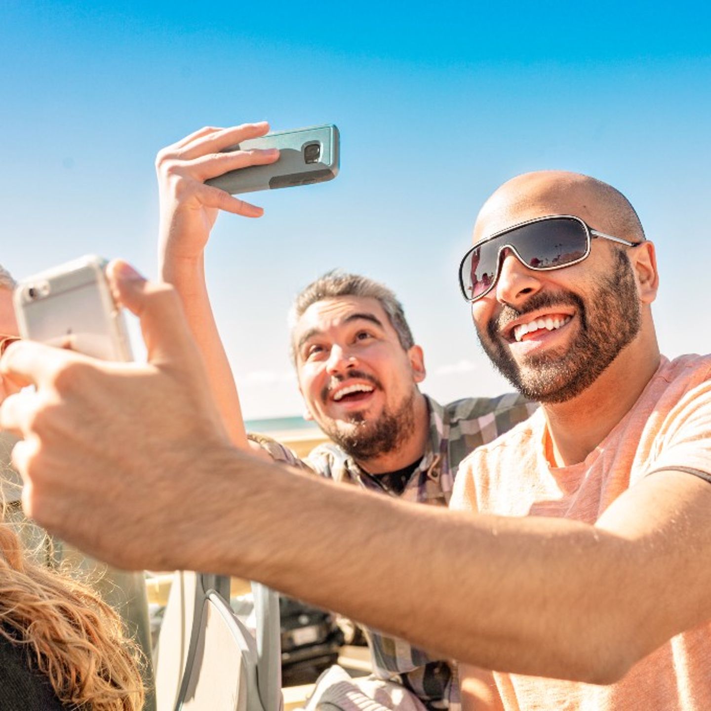 Two people taking selfie
