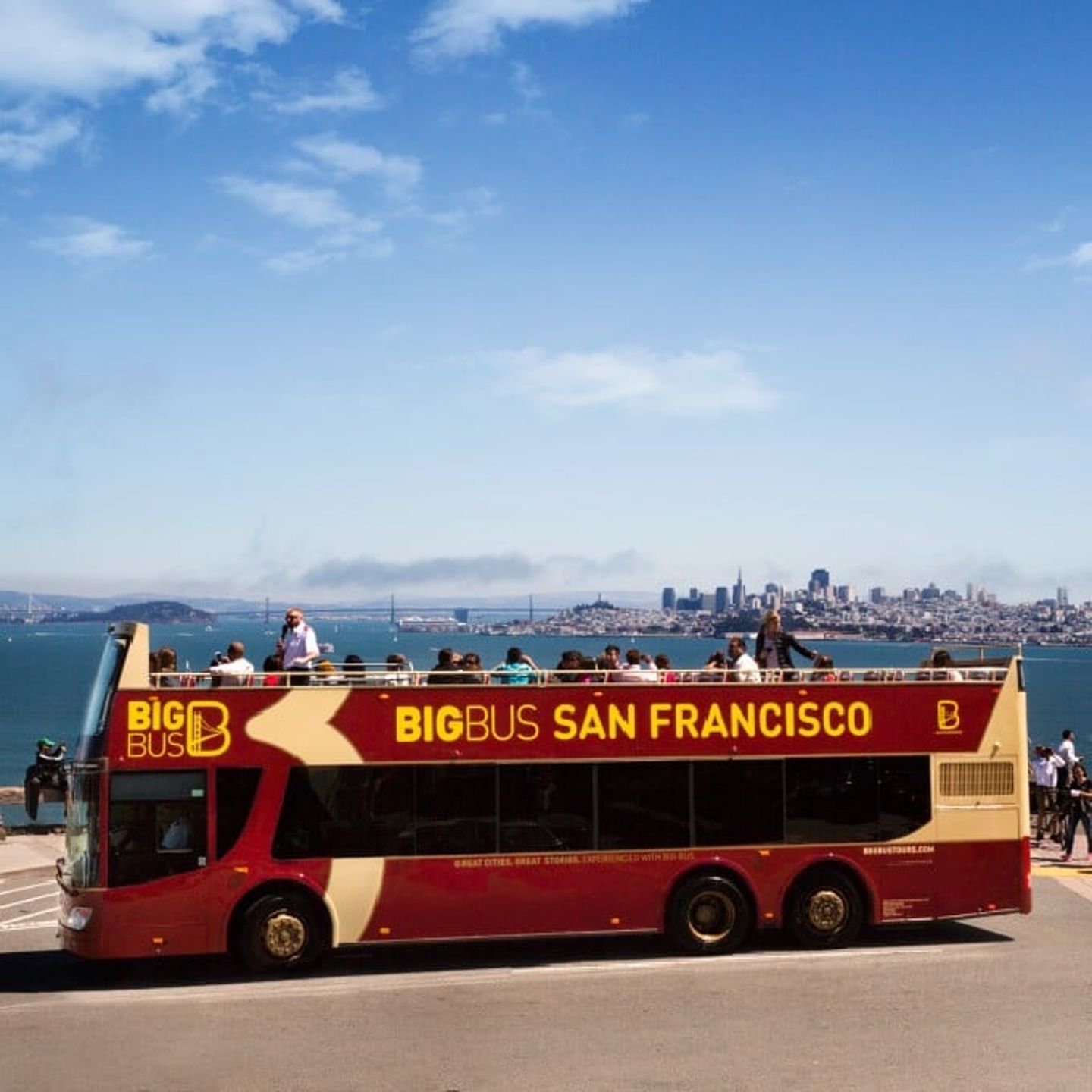 Bus in front of ocean