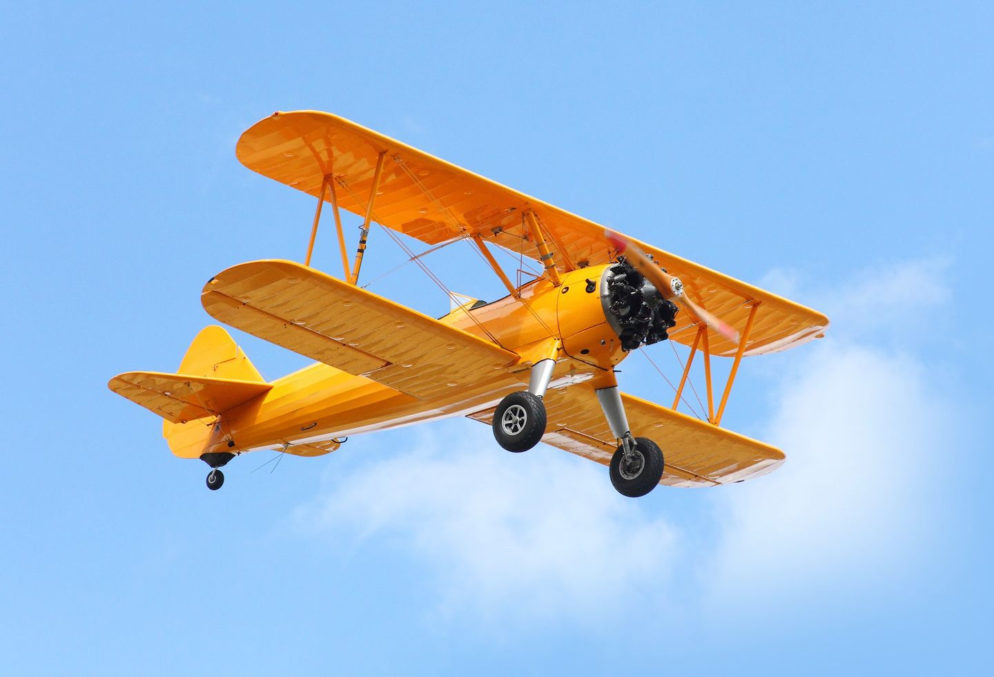 Biplane flying
