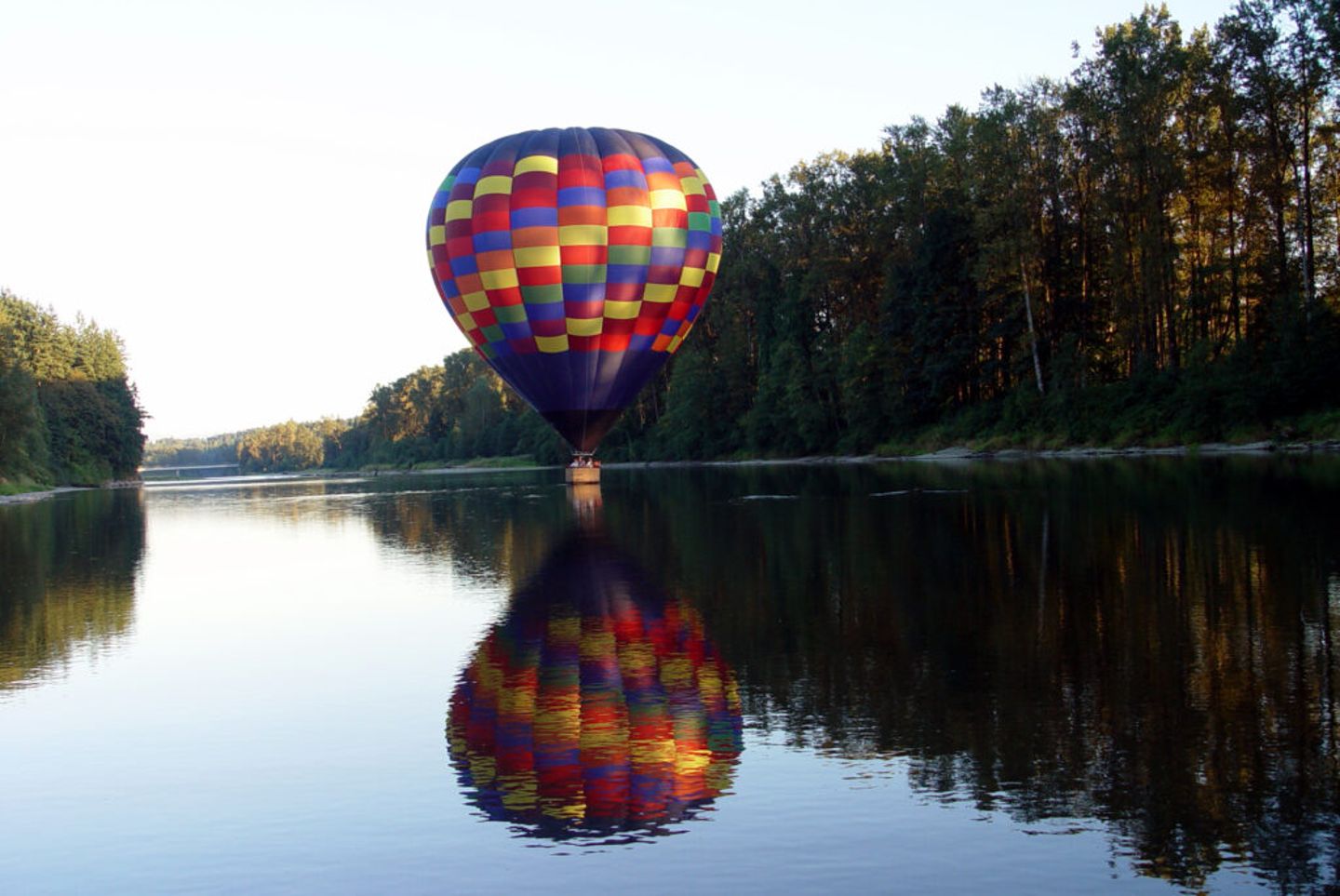 Hot air balloon over water