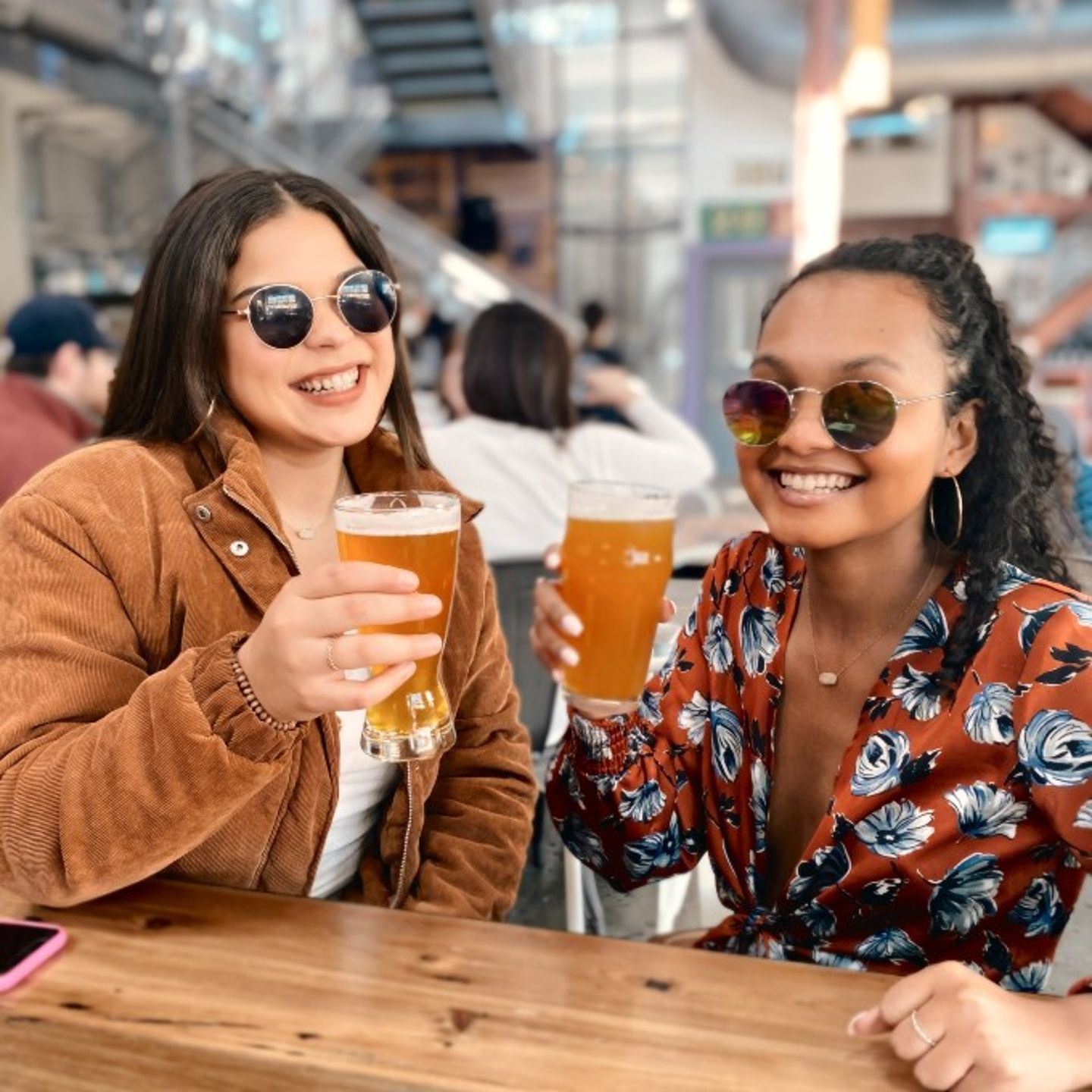 Two girls with beer