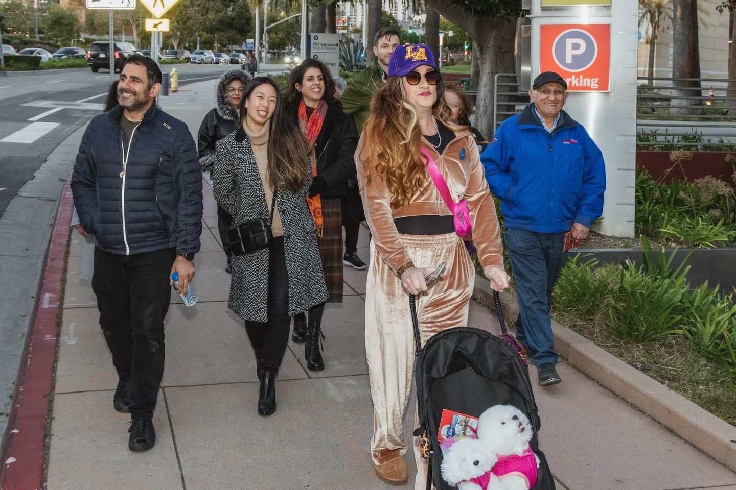 Group walking on tour