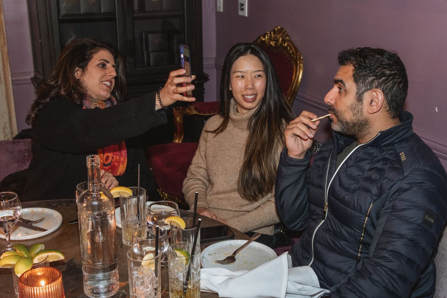 People enjoying food