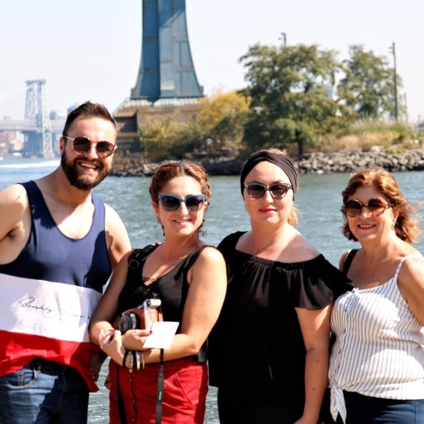 Group smiling in photo