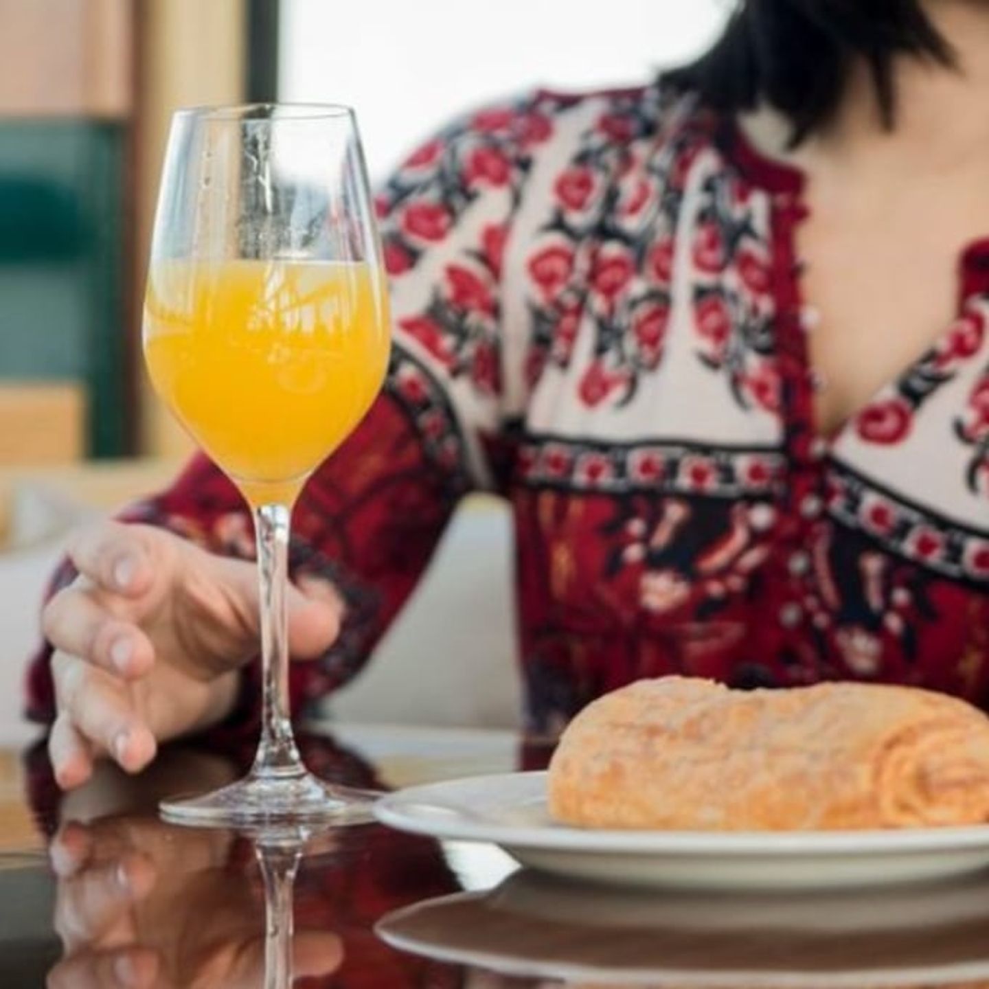 Woman with mimosa