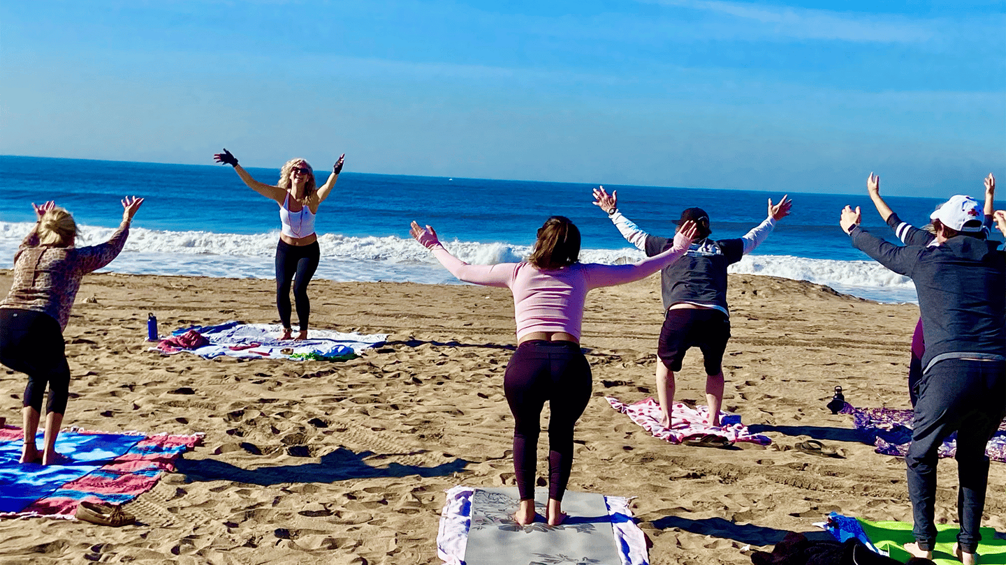 Group doing yoga pose
