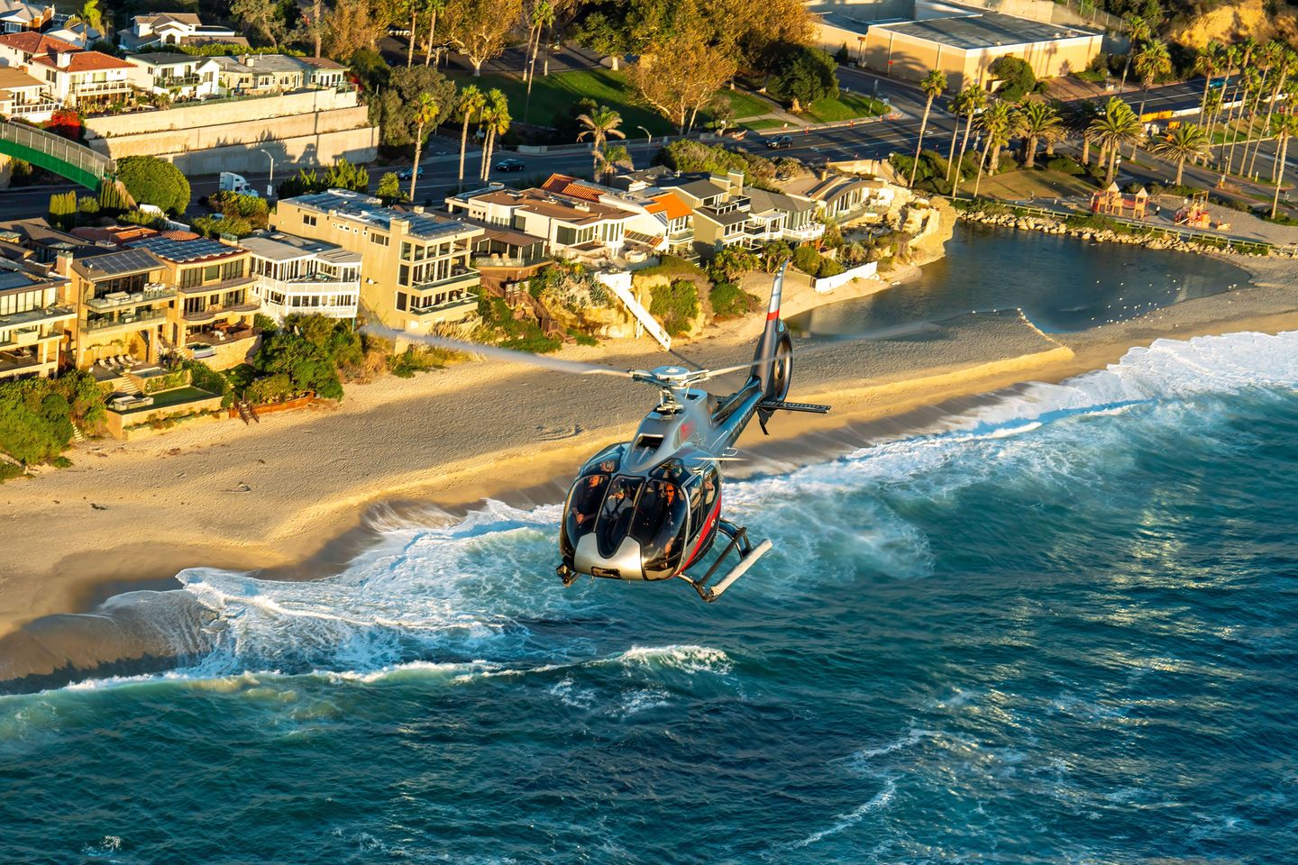 Helicopter over coast