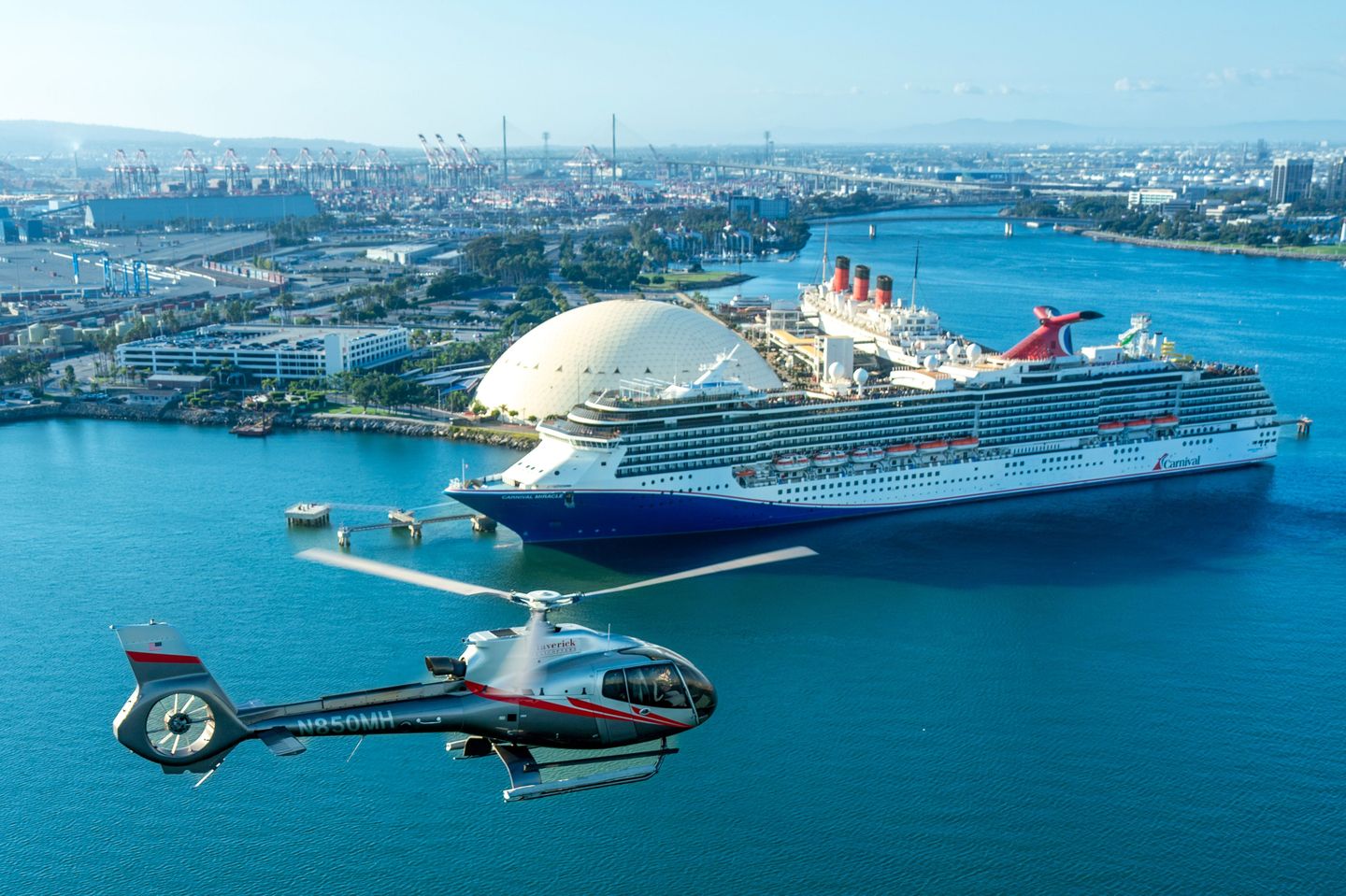 Helicopter with cruise ship