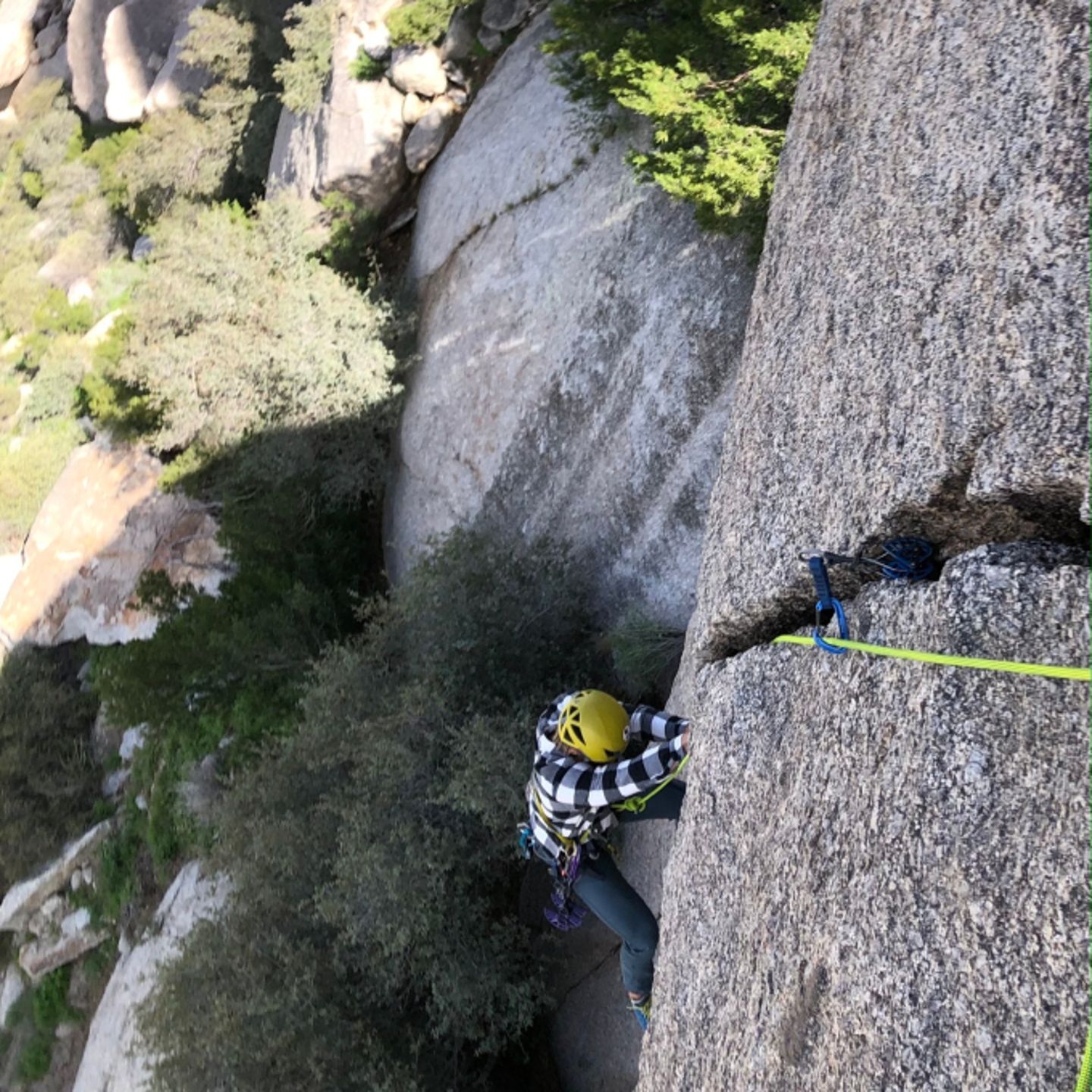 Woman climbing down