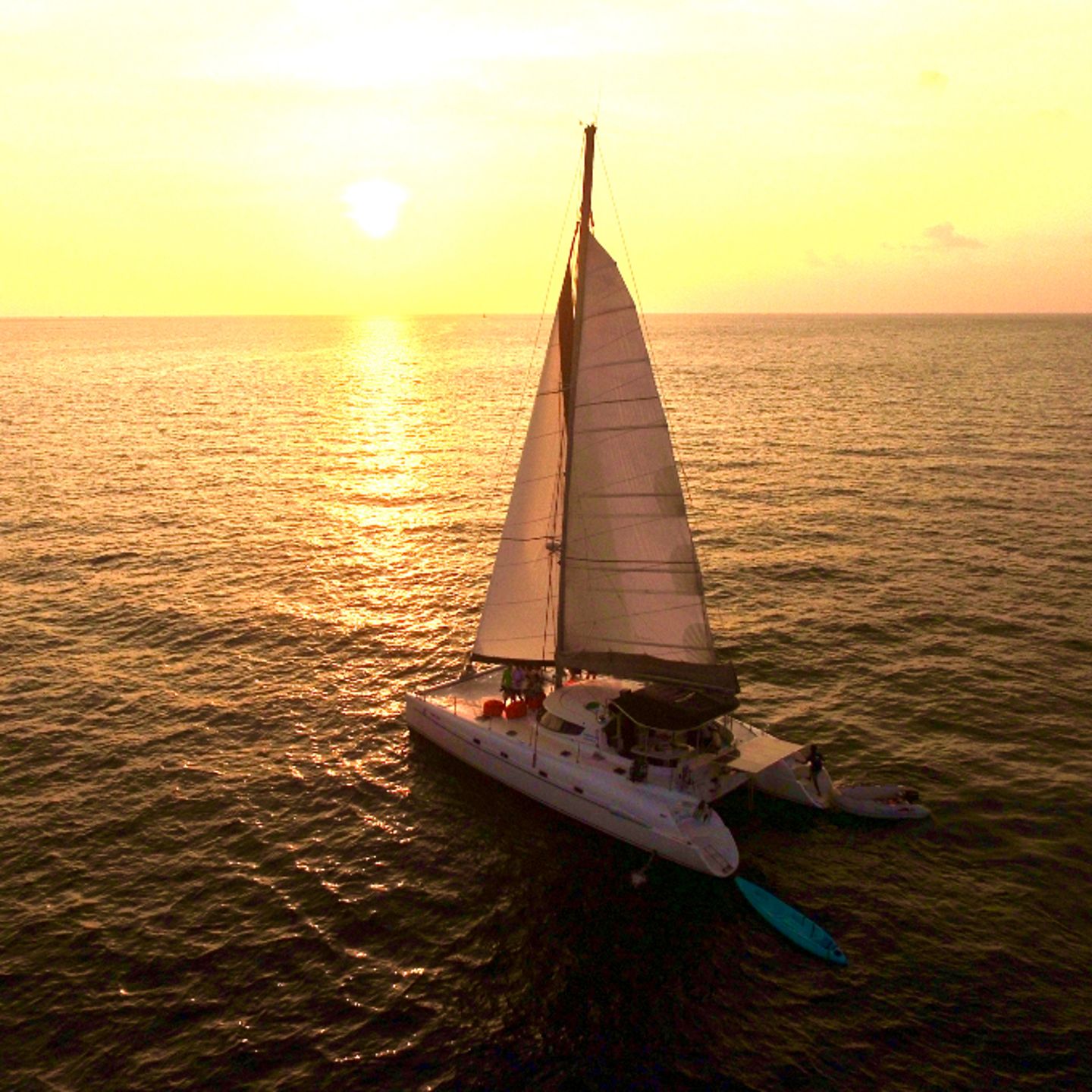 Catamaran at sunset
