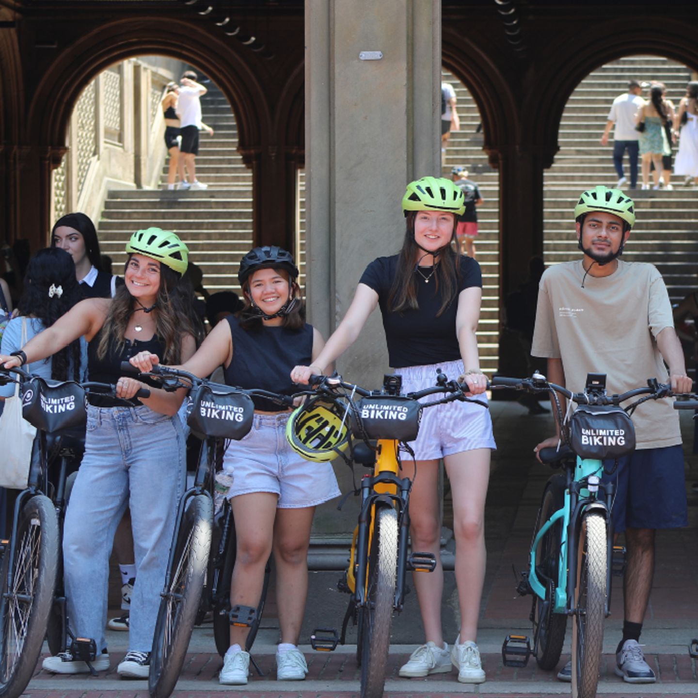 Family with bikes