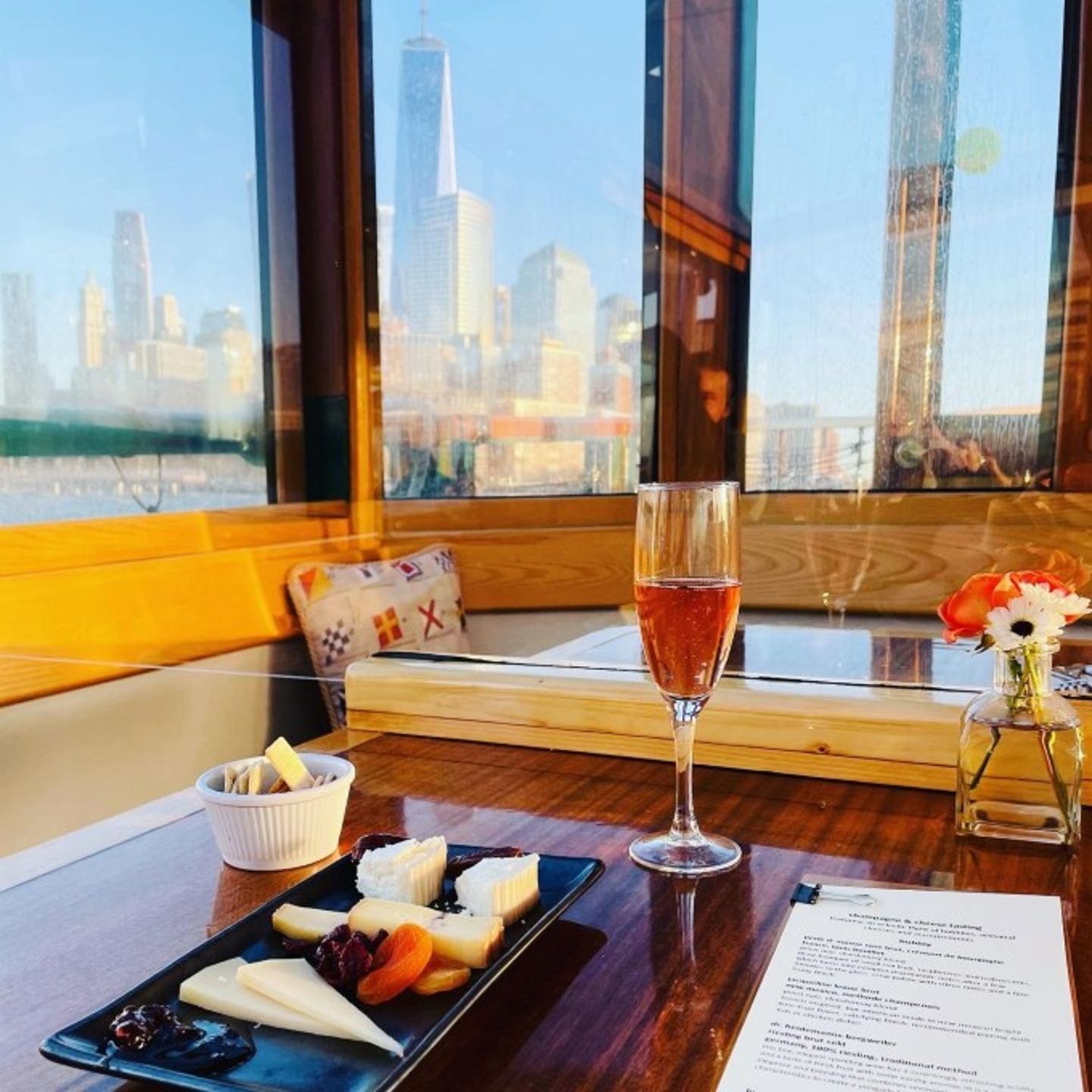 View with champagne and cheese
