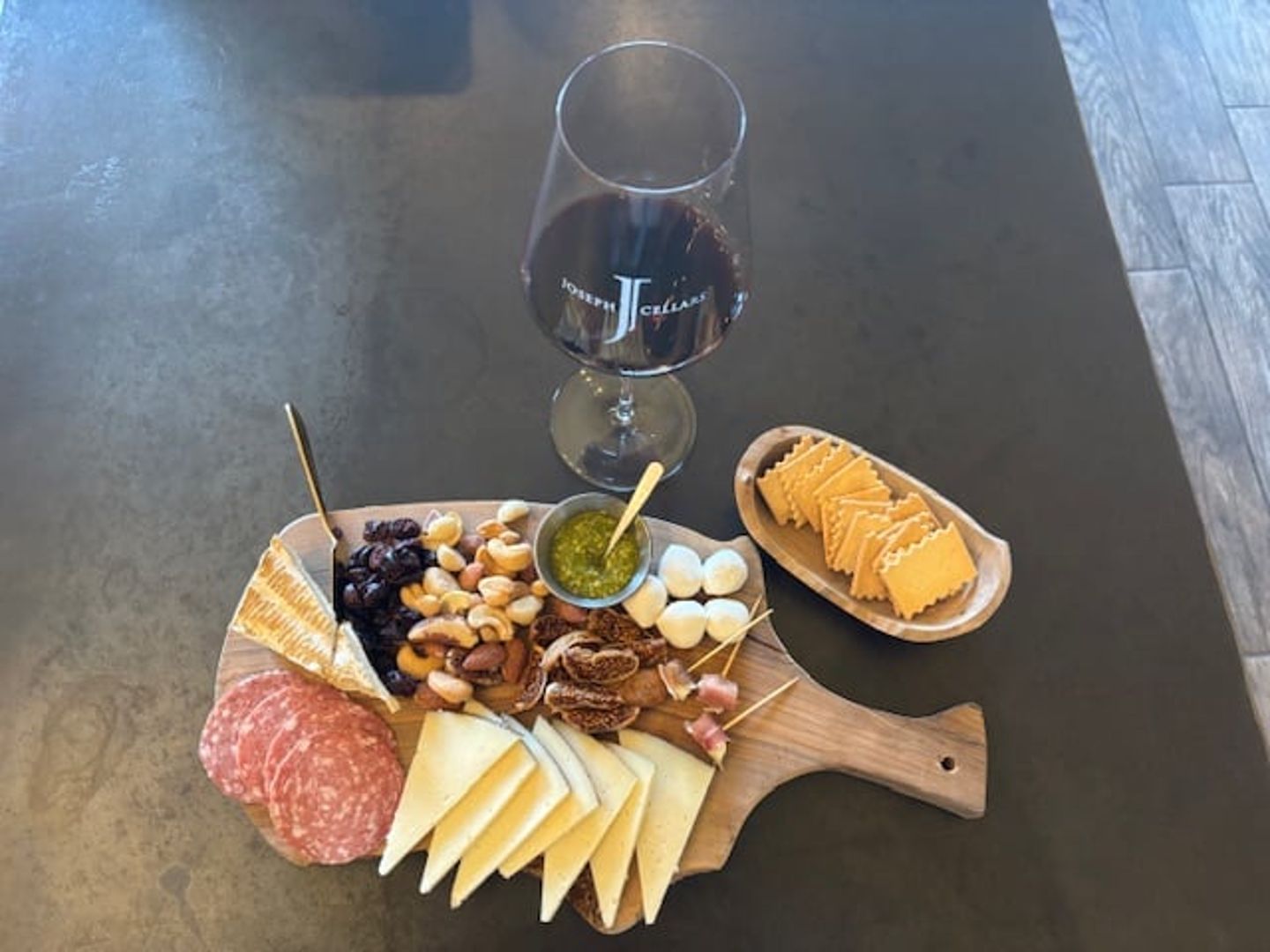 Cheeseboard with wine