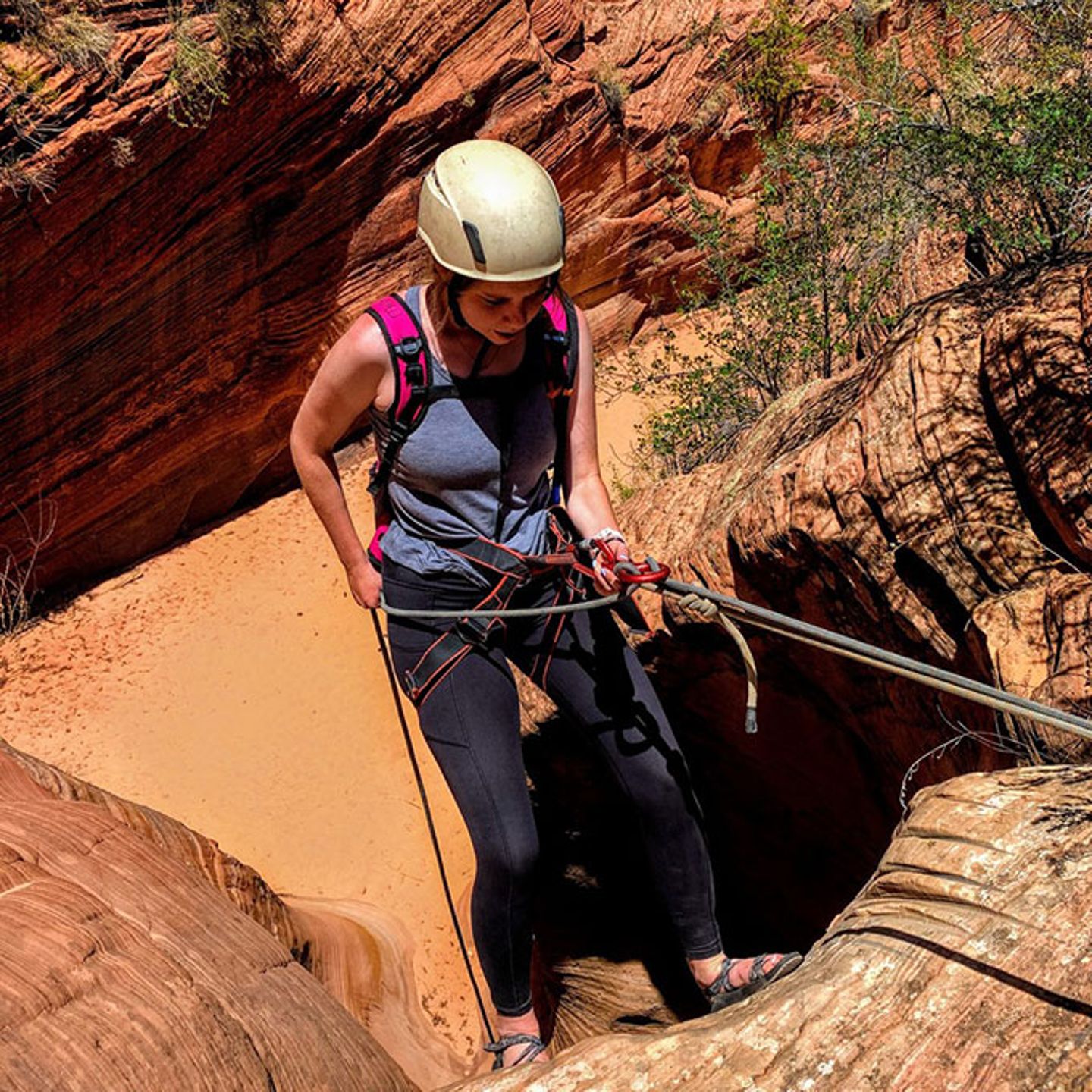 Person Rappelling 