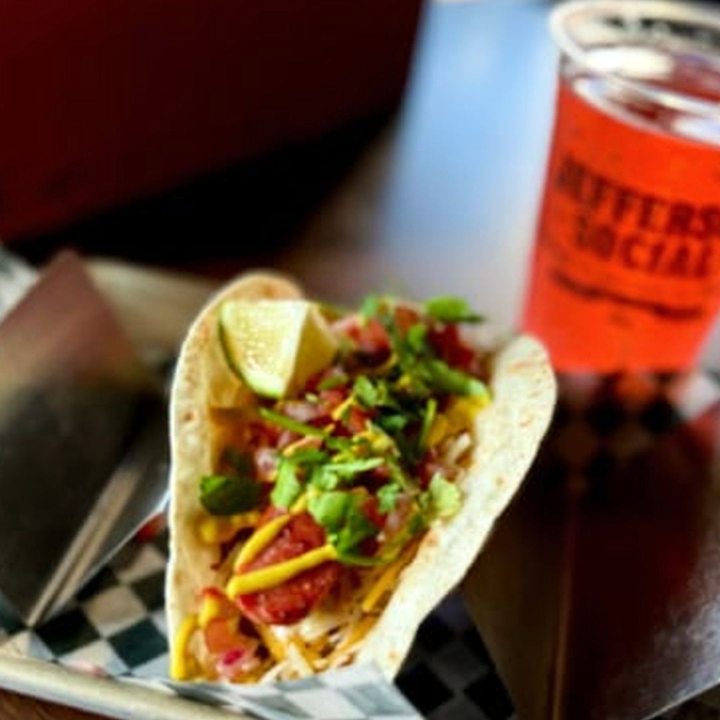 Taco and drink