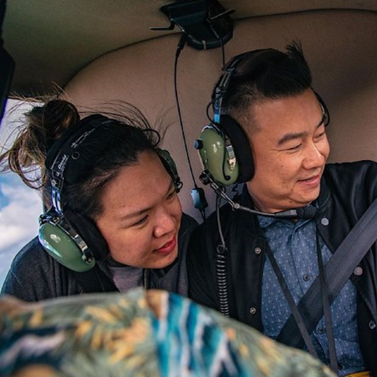 Couple in helicopter