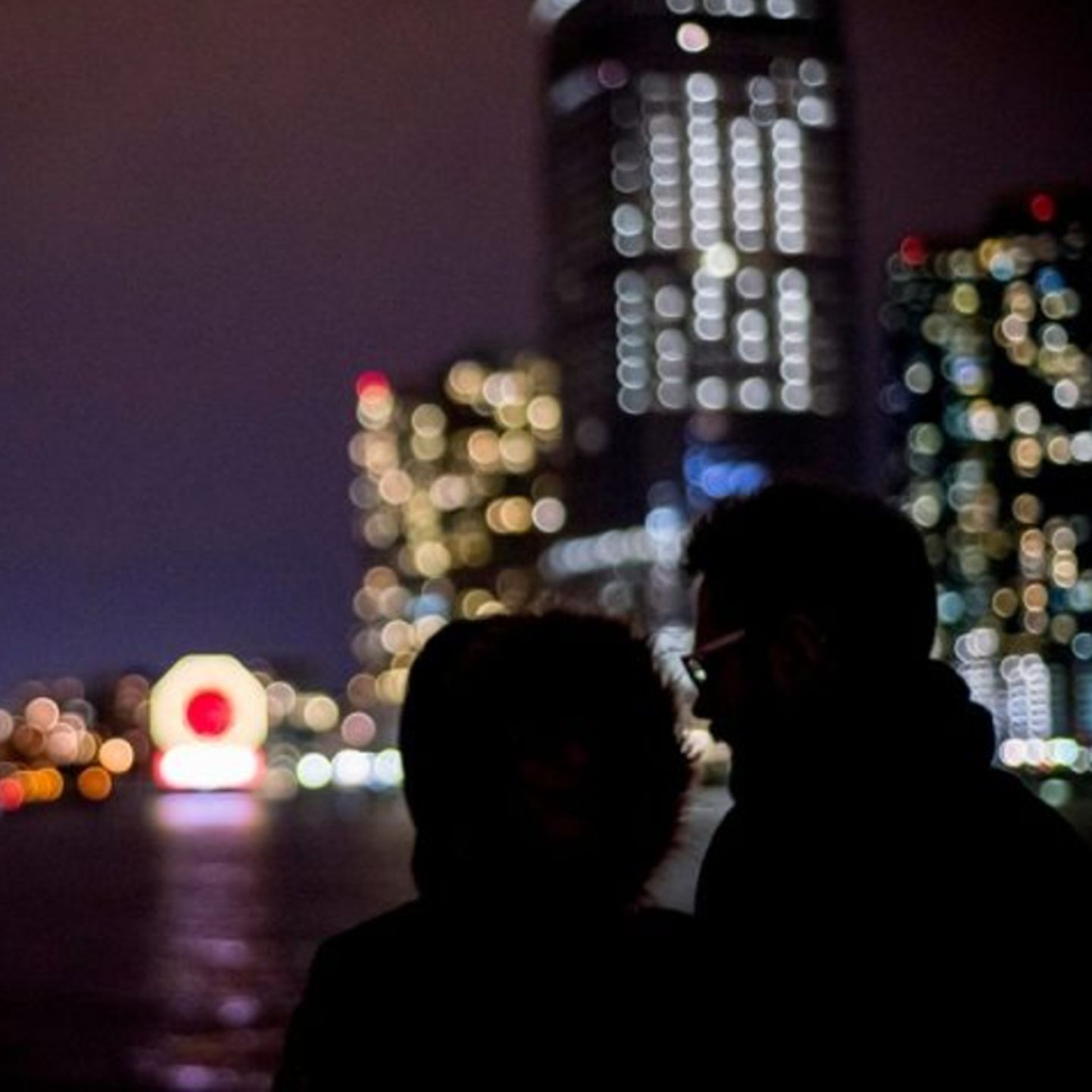 Couple viewing lights