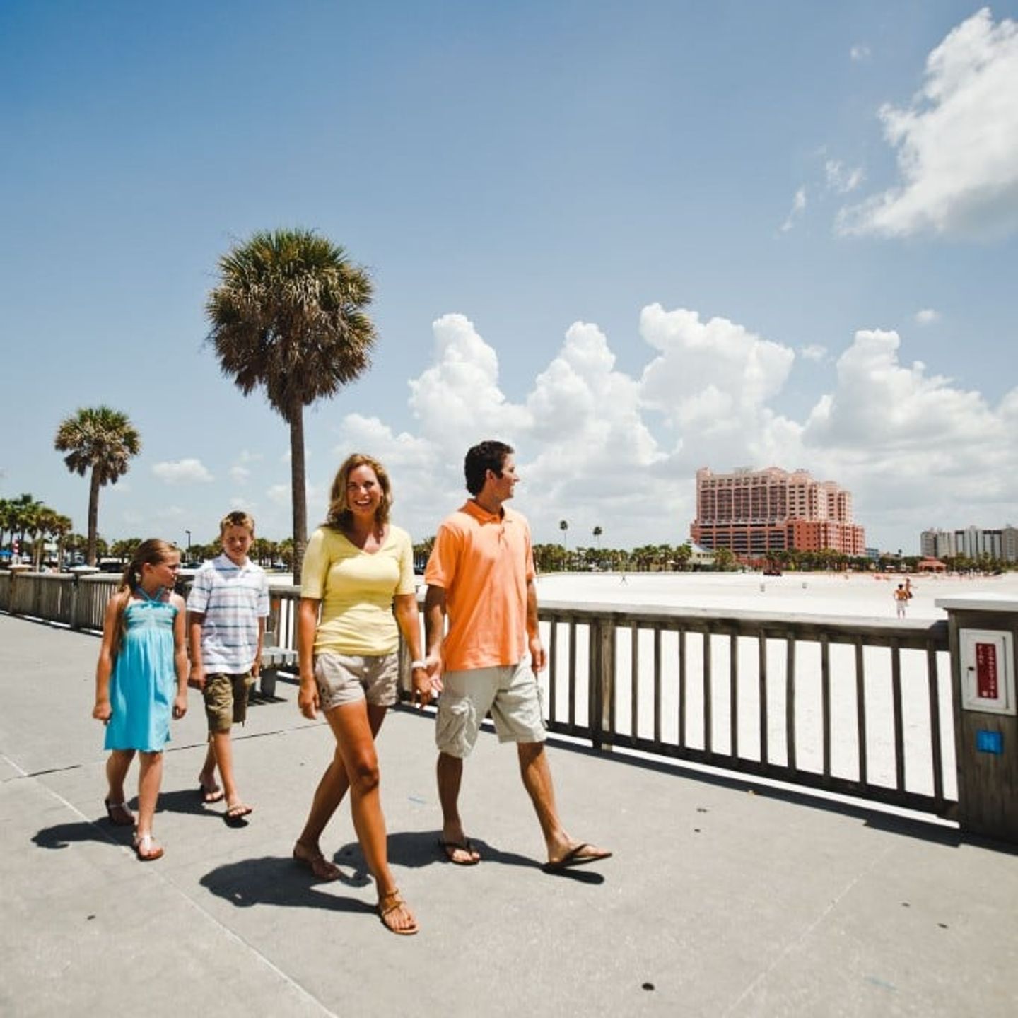 Family walking on path