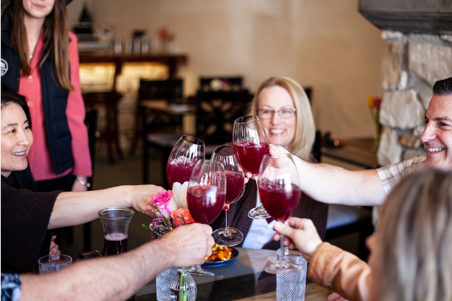 Group toasting wine