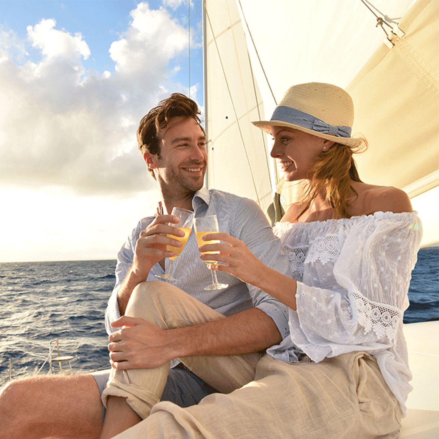 Couple enjoying drinks