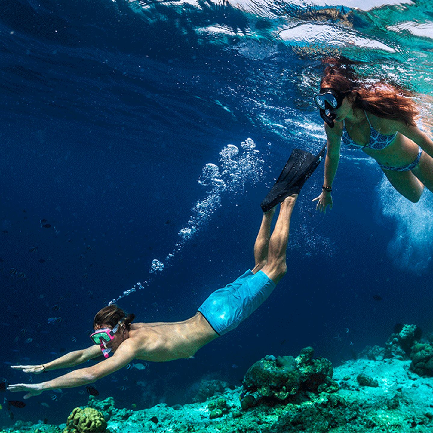 Couple snorkeling