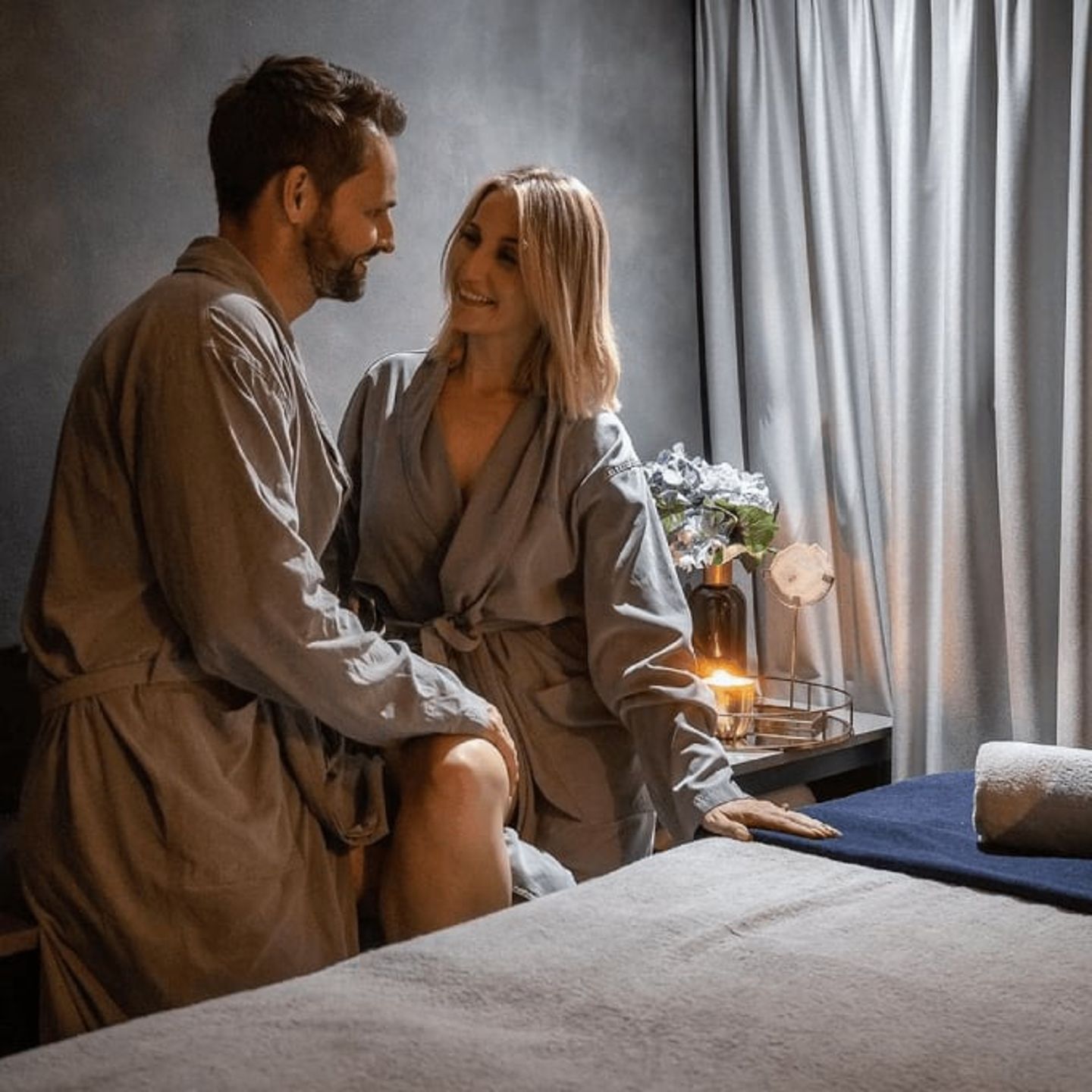 Couple getting ready for massage