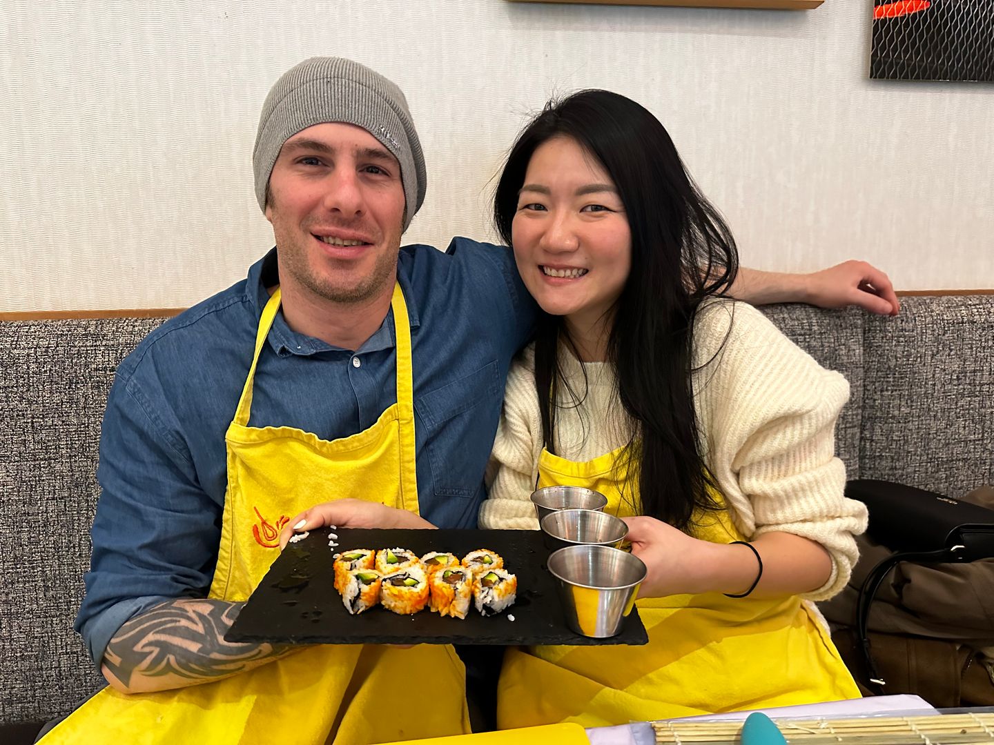 Couple with sushi